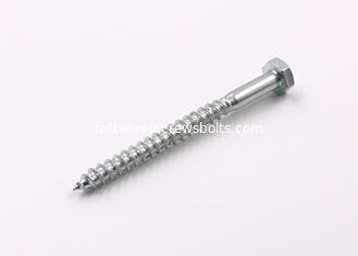 China Hex Head Mild Steel Wood Screws DIN571 Zinc Plated Blue White Color supplier