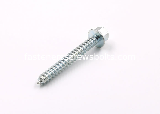 Galvanized Hardened Indented Hexagon Flange Head  Self Tapping Screws with Cone Point supplier