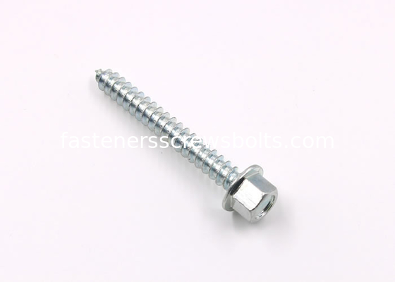 Galvanized Hardened Indented Hexagon Flange Head  Self Tapping Screws with Cone Point supplier