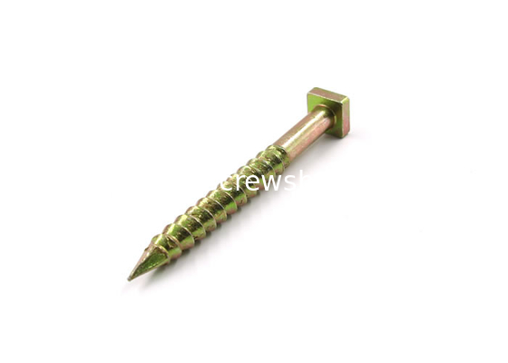 Yellow Zinc Plated  Mild Steel Square Head Concrete Nails Screws supplier