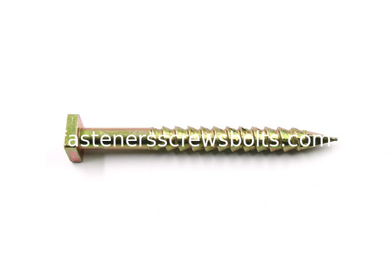 Yellow Zinc Plated  Mild Steel Square Head Concrete Nails Screws supplier